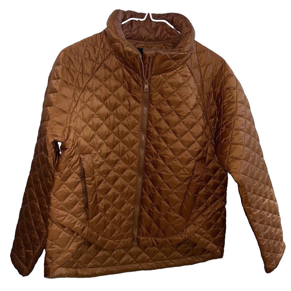 Quince Women’s Brown Quilted 1/2 Zip Jacket Polyester Shell Long Sleeve XS
